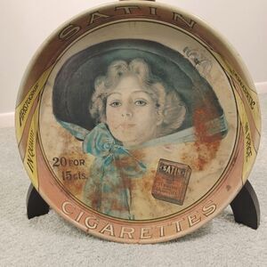 Vintage Satin Turkish Tobacco Cigarettes Collectible Metal Tray